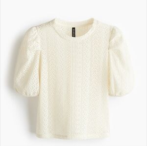 H&M Top Knit Puff Sleeves NWT Lace Size L Boho